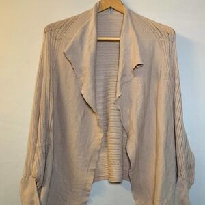 Halogen open front dolman drapey tan cardigan M/L